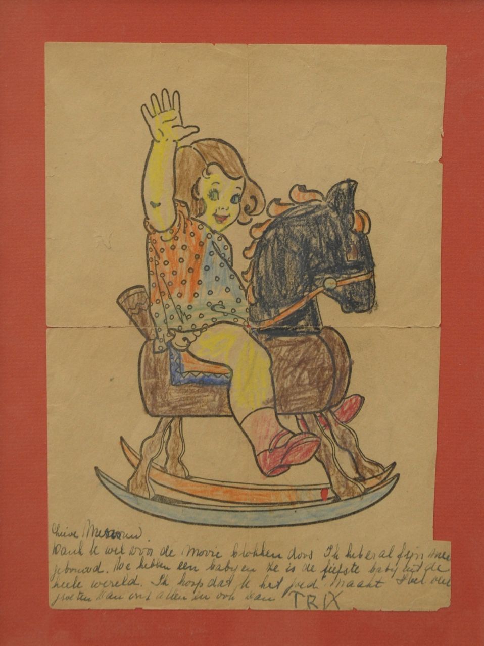 Oranje-Nassau (Prinses Beatrix) B.W.A. van | Beatrix Wilhelmina Armgard van Oranje-Nassau (Prinses Beatrix), Girl, Farbbleistift auf Papier 27,7 x 19,7 cm, signed l.r.
