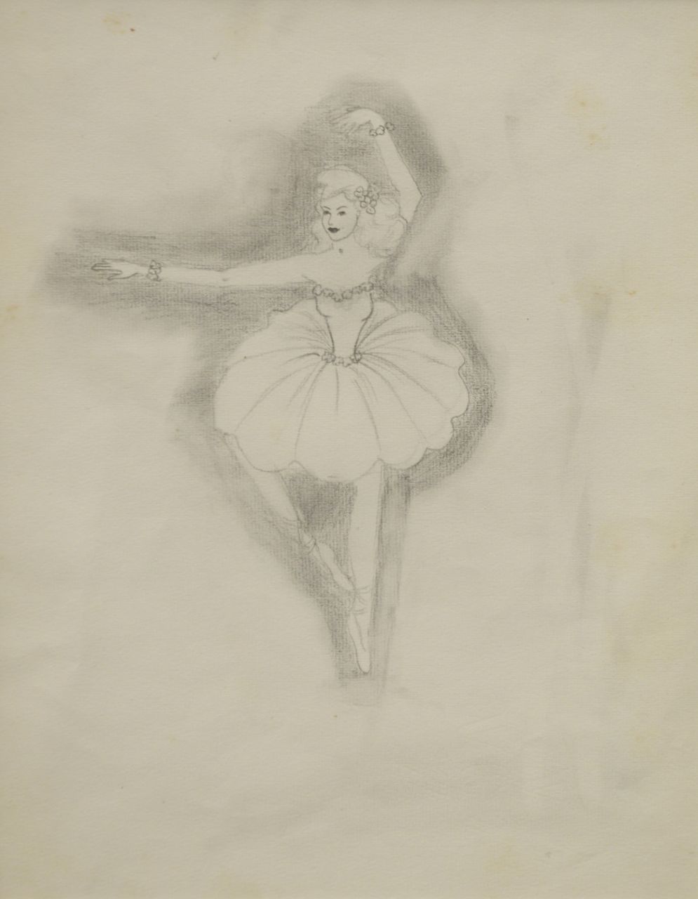 Oranje-Nassau (Prinses Beatrix) B.W.A. van | Beatrix Wilhelmina Armgard van Oranje-Nassau (Prinses Beatrix), Ballet dancer, Bleistift auf Papier 30,0 x 23,0 cm