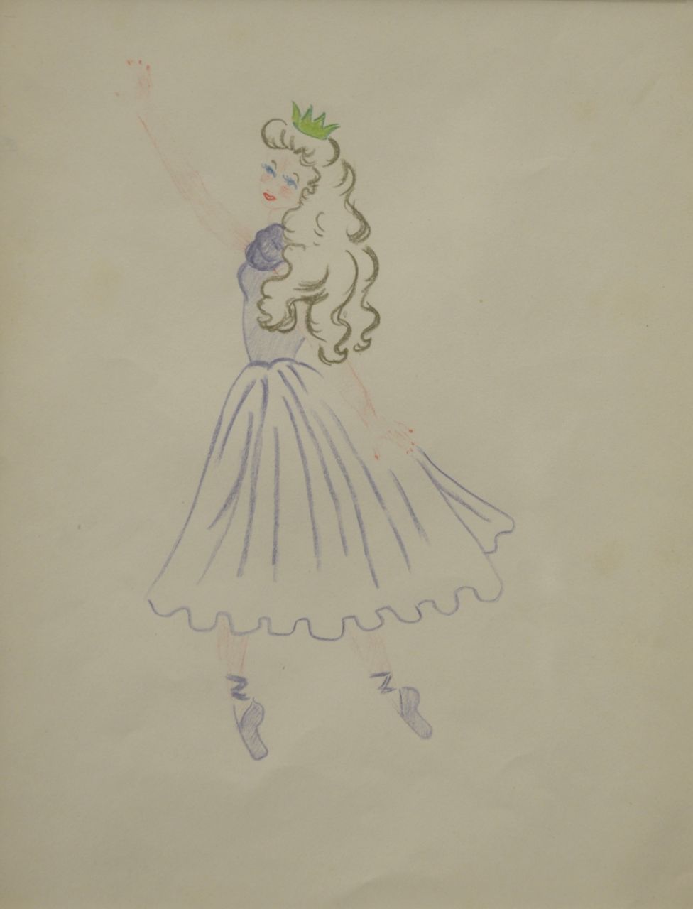 Oranje-Nassau (Prinses Beatrix) B.W.A. van | Beatrix Wilhelmina Armgard van Oranje-Nassau (Prinses Beatrix), Ballet princess, Farbbleistift auf Papier 30,0 x 23,0 cm