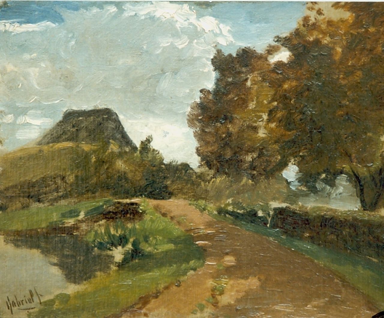 Gabriel P.J.C.  | Paul Joseph Constantin 'Constan(t)' Gabriel, A country road, Öl auf Holz 24,3 x 31,5 cm, signed l.l.
