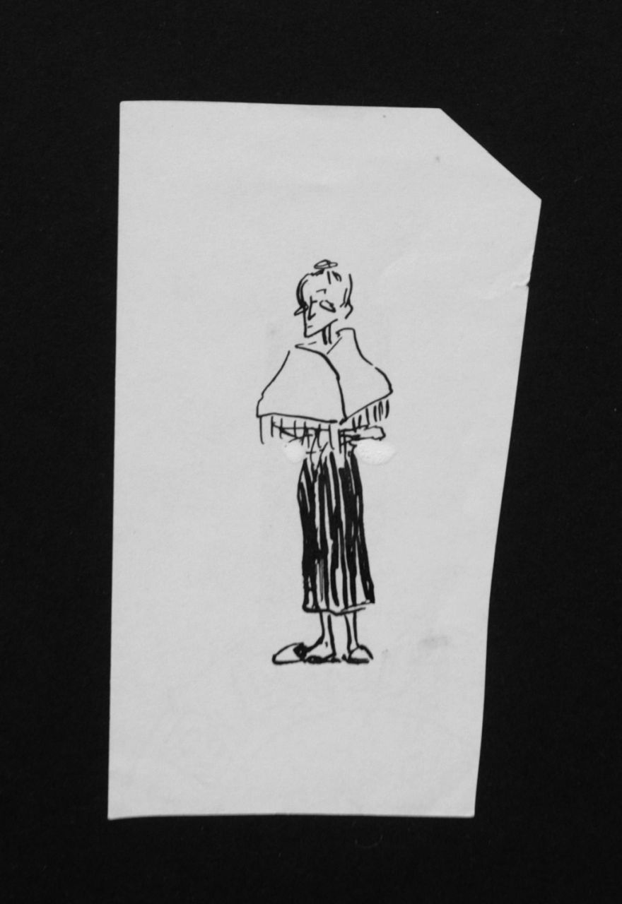 Oranje-Nassau (Prinses Beatrix) B.W.A. van | Beatrix Wilhelmina Armgard van Oranje-Nassau (Prinses Beatrix), Old lady, Bleistift und Ausziehtusche auf Papier 11,0 x 6,5 cm, executed August 1960