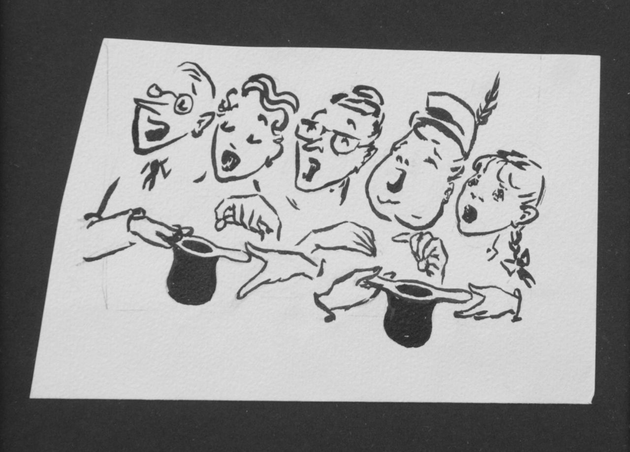 Oranje-Nassau (Prinses Beatrix) B.W.A. van | Beatrix Wilhelmina Armgard van Oranje-Nassau (Prinses Beatrix), The collection, Bleistift und Ausziehtusche auf Papier 9,6 x 15,5 cm, executed August 1960