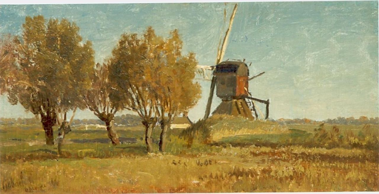 Gabriel P.J.C.  | Paul Joseph Constantin 'Constan(t)' Gabriel, A windmill, Öl auf Leinwand auf Holz 18,2 x 36,0 cm, signed l.l.