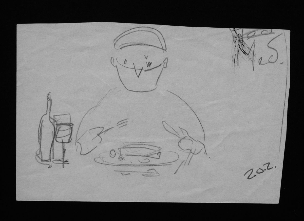 Oranje-Nassau (Prinses Beatrix) B.W.A. van | Beatrix Wilhelmina Armgard van Oranje-Nassau (Prinses Beatrix), Surgeon at the table, Bleistift und Ausziehtusche auf Papier 9,7 x 15,0 cm, executed August 1960