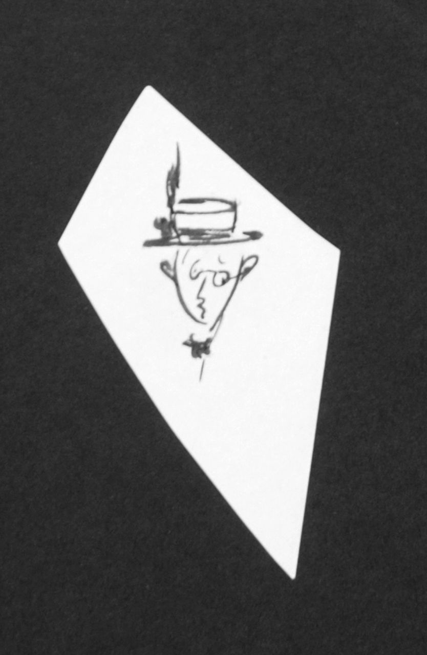 Oranje-Nassau (Prinses Beatrix) B.W.A. van | Beatrix Wilhelmina Armgard van Oranje-Nassau (Prinses Beatrix), Man with straw hat, Bleistift und Ausziehtusche auf Papier 8,2 x 4,3 cm, executed August 1960