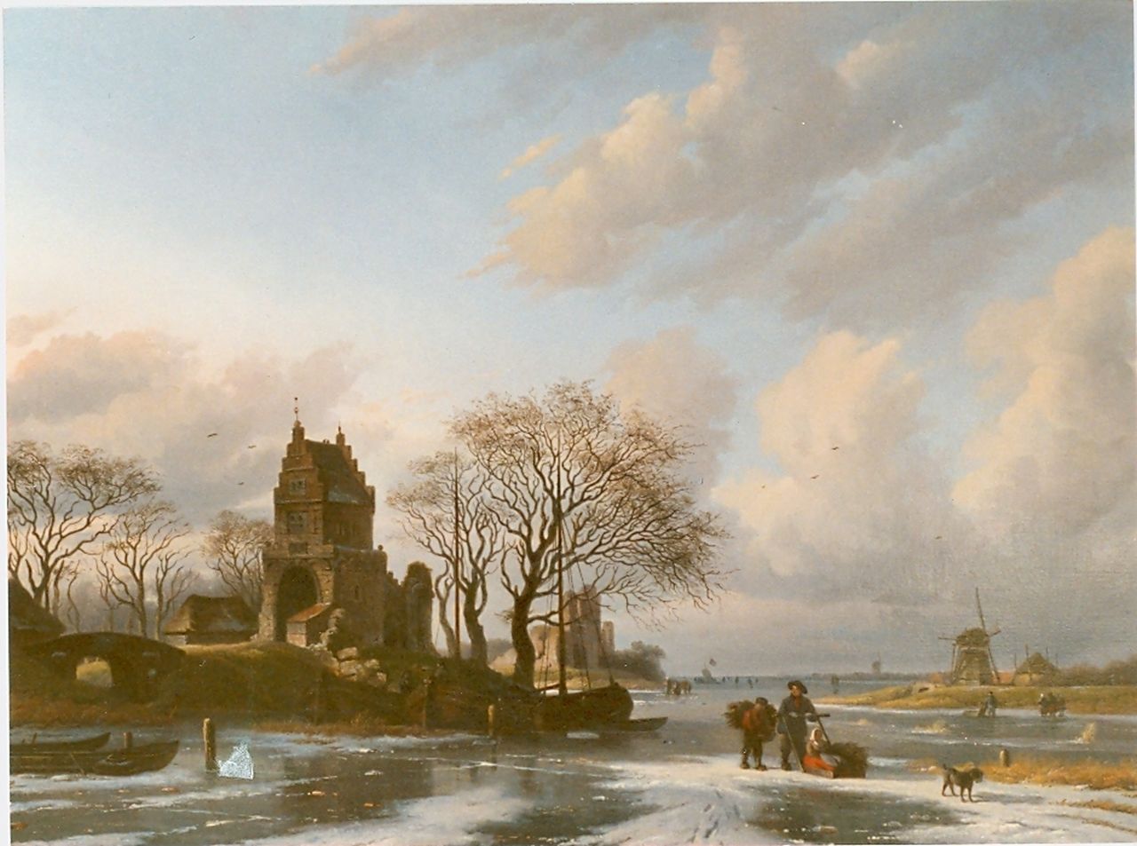 Eymer A.J.  | Arnoldus Johannes Eymer, A winter landscape with figures on the ice, Öl auf Leinwand 65,0 x 87,3 cm, signed l.l. und dated 1850