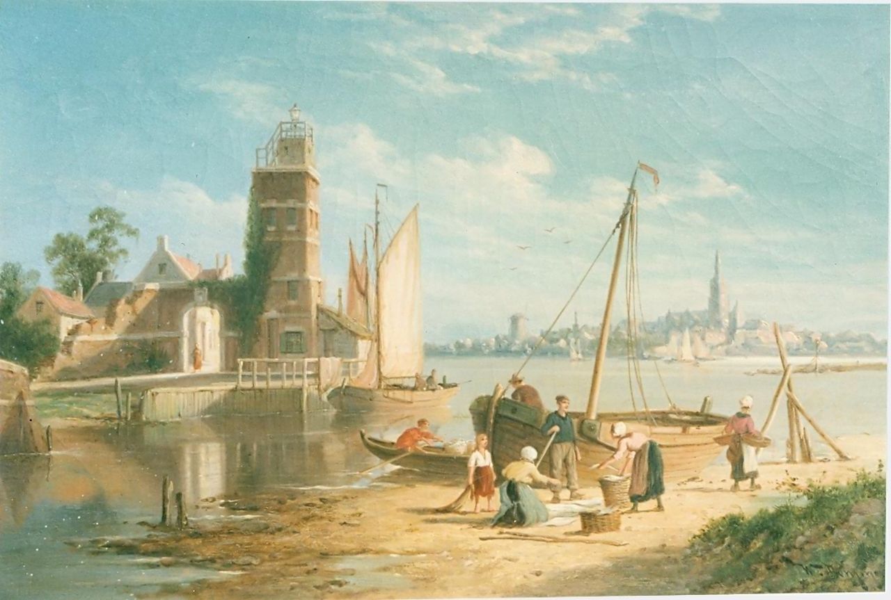 Dommerson W.R.  | William Raymond Dommerson, A lighthouse at Tholen on the Schelde, Öl auf Leinwand, signed l.r.