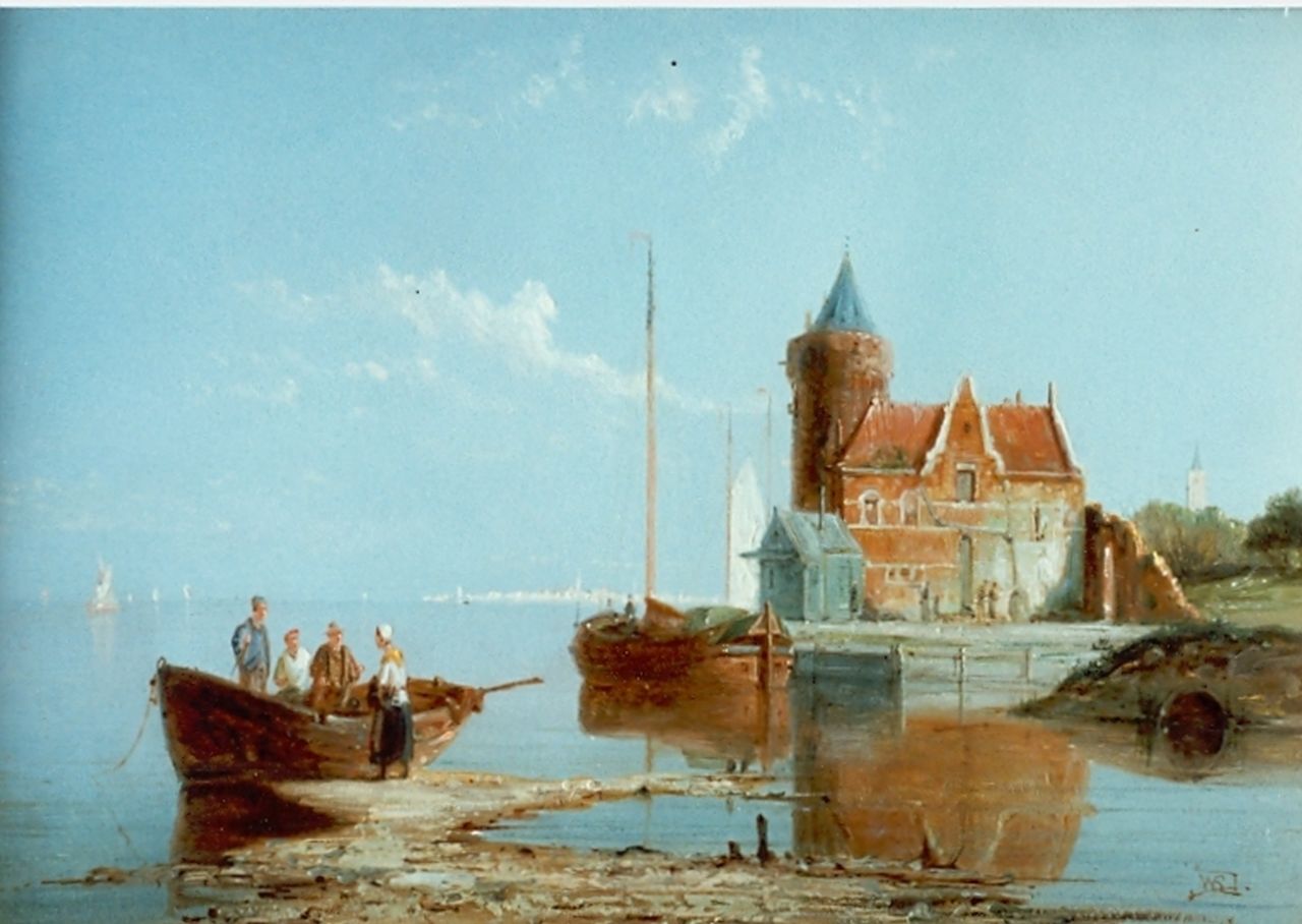 Dommerson W.R.  | William Raymond Dommerson, View of 'De Waag', Amsterdam, Öl auf Holz 18,0 x 25,7 cm, signed l.r.