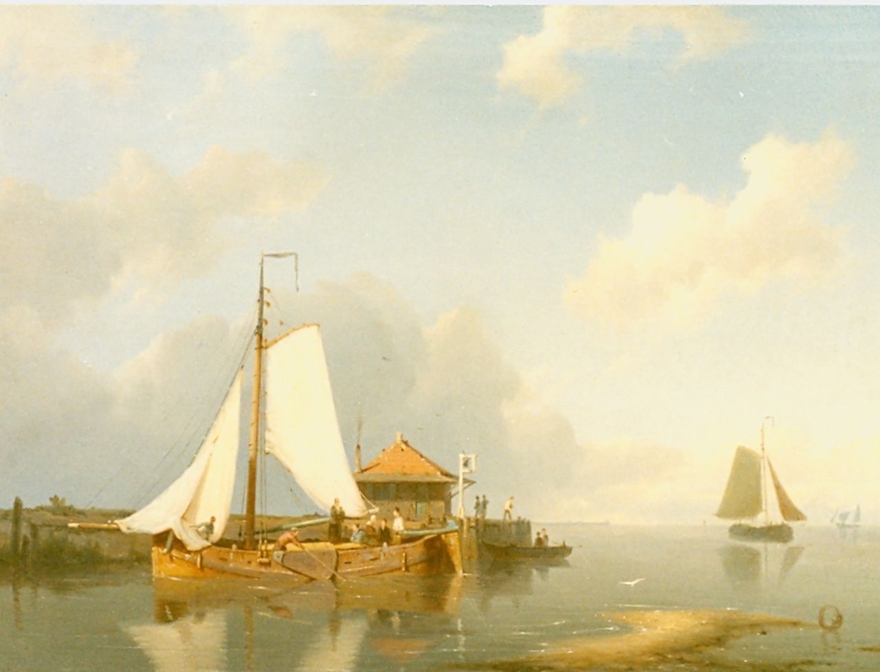 Dommershuijzen P.C.  | Pieter Cornelis Dommershuijzen, Sailing boats in a calm, Öl auf Holz 27,5 x 38,0 cm, signed l.l. und dated '79