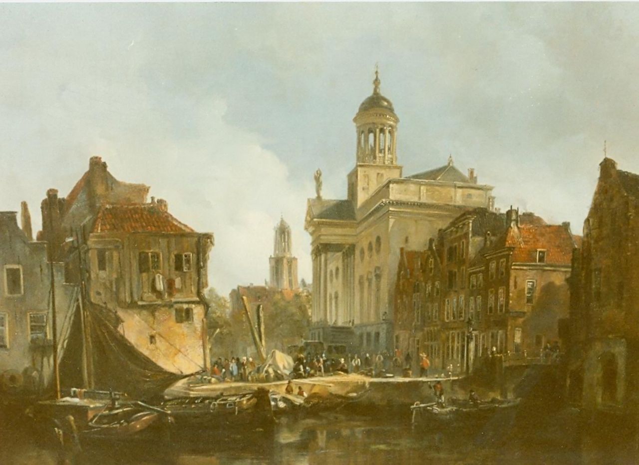 Bosboom J.  | Johannes Bosboom, View of Utrecht, Öl auf Holz 45,0 x 61,5 cm, signed l.l.