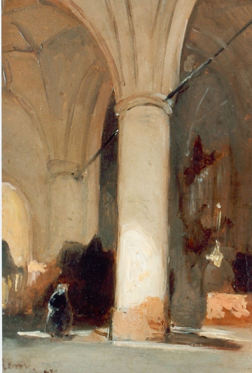 Bosboom J.  | Johannes Bosboom, Church interior, Hattem, Öl auf Leinwand auf Holz 17,7 x 12,4 cm, signed l.l. und dated '57