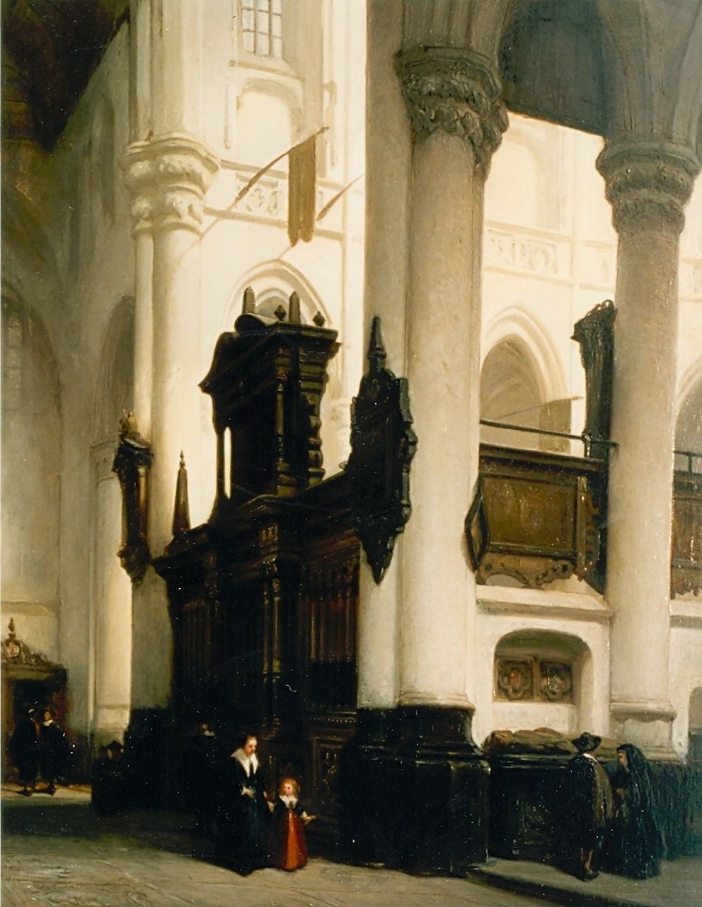 Bosboom J.  | Johannes Bosboom, Interior of  the 'Nieuwe Kerk', Delft, Öl auf Holz 70,3 x 55,8 cm, signed l.l.