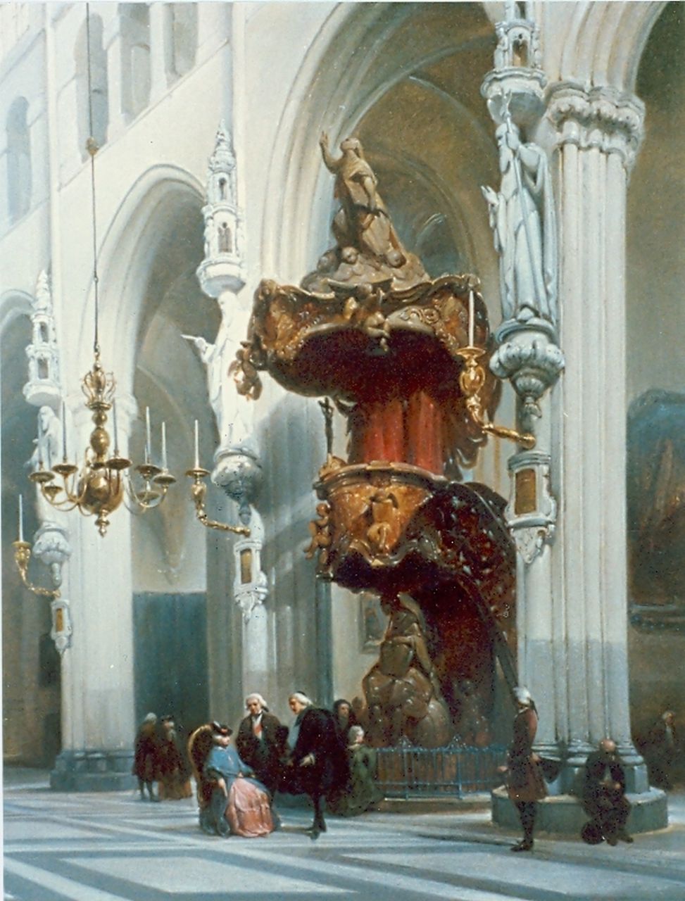 Bosboom J.  | Johannes Bosboom, Church interior, Öl auf Holz, signed l.r.