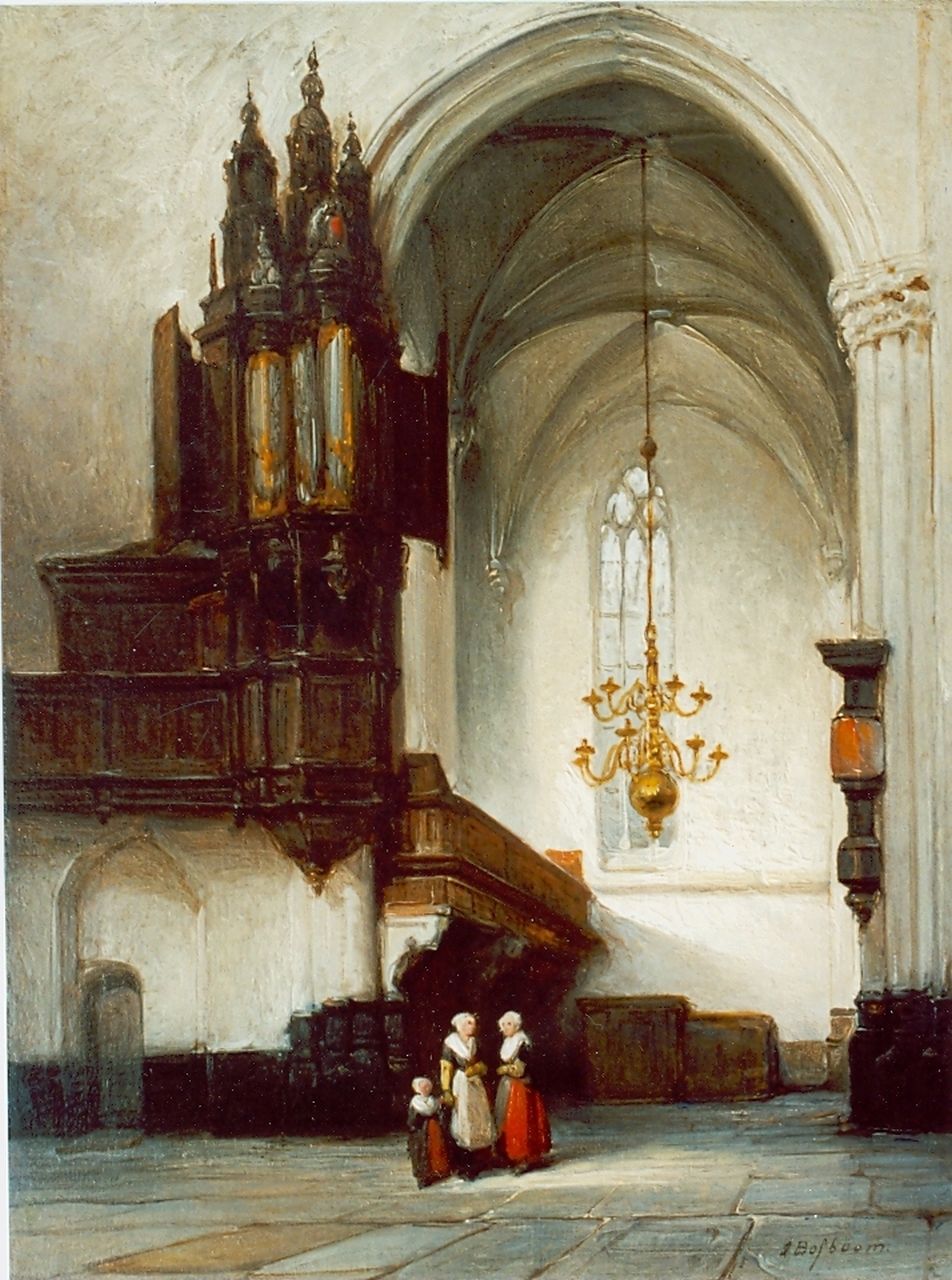 Bosboom J.  | Johannes Bosboom, Church attendance, Öl auf Holz, signed l.r.