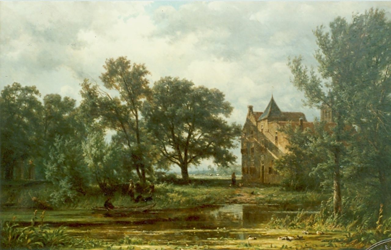 Borselen J.W. van | Jan Willem van Borselen, View of a castle, Öl auf Leinwand 65,8 x 105,0 cm, signed l.l. und dated 1866