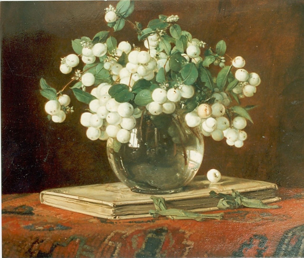 Bogaerts J.J.M.  | Johannes Jacobus Maria 'Jan' Bogaerts, Snow-berries in a vase, Öl auf Leinwand 35,0 x 40,5 cm, signed u.r. und dated 1934