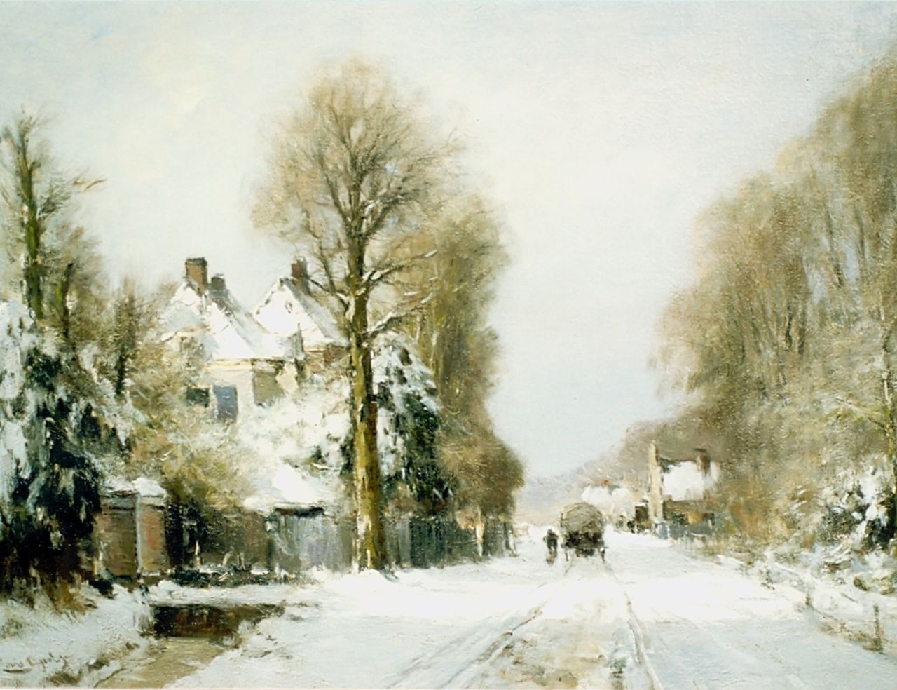 Apol L.F.H.  | Lodewijk Franciscus Hendrik 'Louis' Apol, View of the Rijksstraatweg in winter, The Hague, Öl auf Leinwand 55,0 x 76,5 cm, signed l.l.