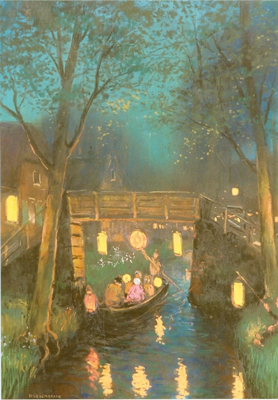 Heijenbrock J.C.H.  | Johan Coenraad Hermann 'Herman' Heijenbrock, Chinese lantern journey, 'Giethoorn', Pastell auf Leinwand 62,0 x 46,0 cm, signed l.l.