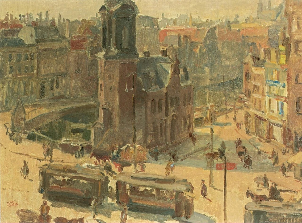 Israels I.L.  | 'Isaac' Lazarus Israels, A view of the Muntplein, Amsterdam, Öl auf Leinwand 73,0 x 101,5 cm, signed l.o. und around 1918