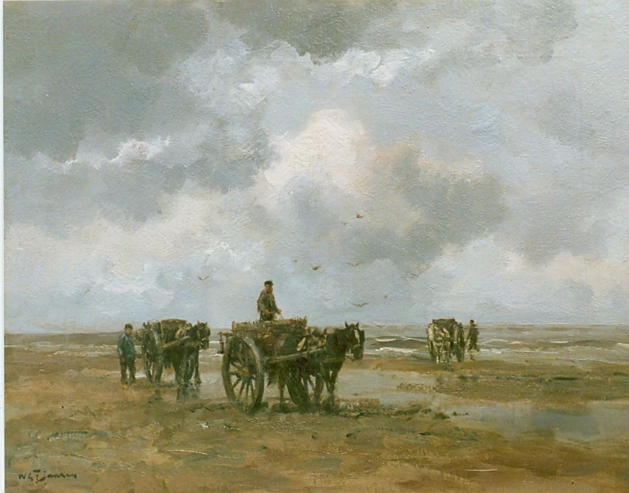 Jansen W.G.F.  | 'Willem' George Frederik Jansen, Shell gatherers on the beach, Öl auf Leinwand 50,9 x 65,5 cm, signed l.l.