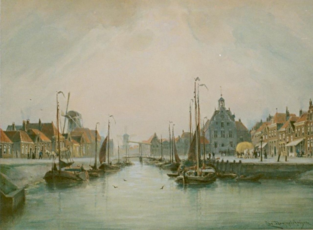 Dommelshuizen C.C.  | Cornelis Christiaan Dommelshuizen, A harbour view, Aquarell auf Papier 28,0 x 39,0 cm, signed l.r. und dated 1905