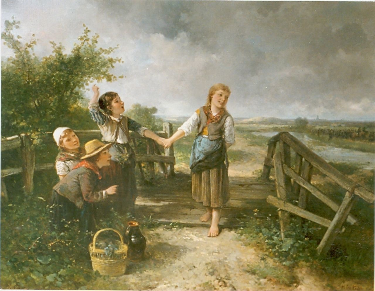 Kate J.M.H. ten | Johan 'Mari' Henri ten Kate, The picnic, Öl auf Leinwand 64,0 x 83,0 cm, signed l.r.