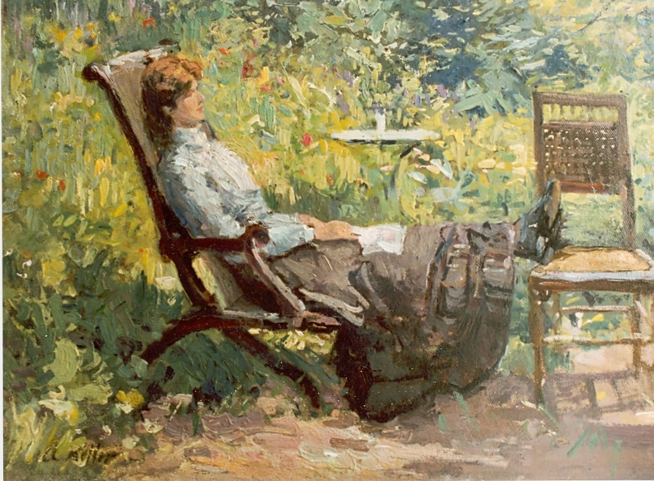 Keller A.  | Adolphe Keller, Sunbathing, Öl auf Leinwand 35,5 x 50,0 cm, signed l.l.