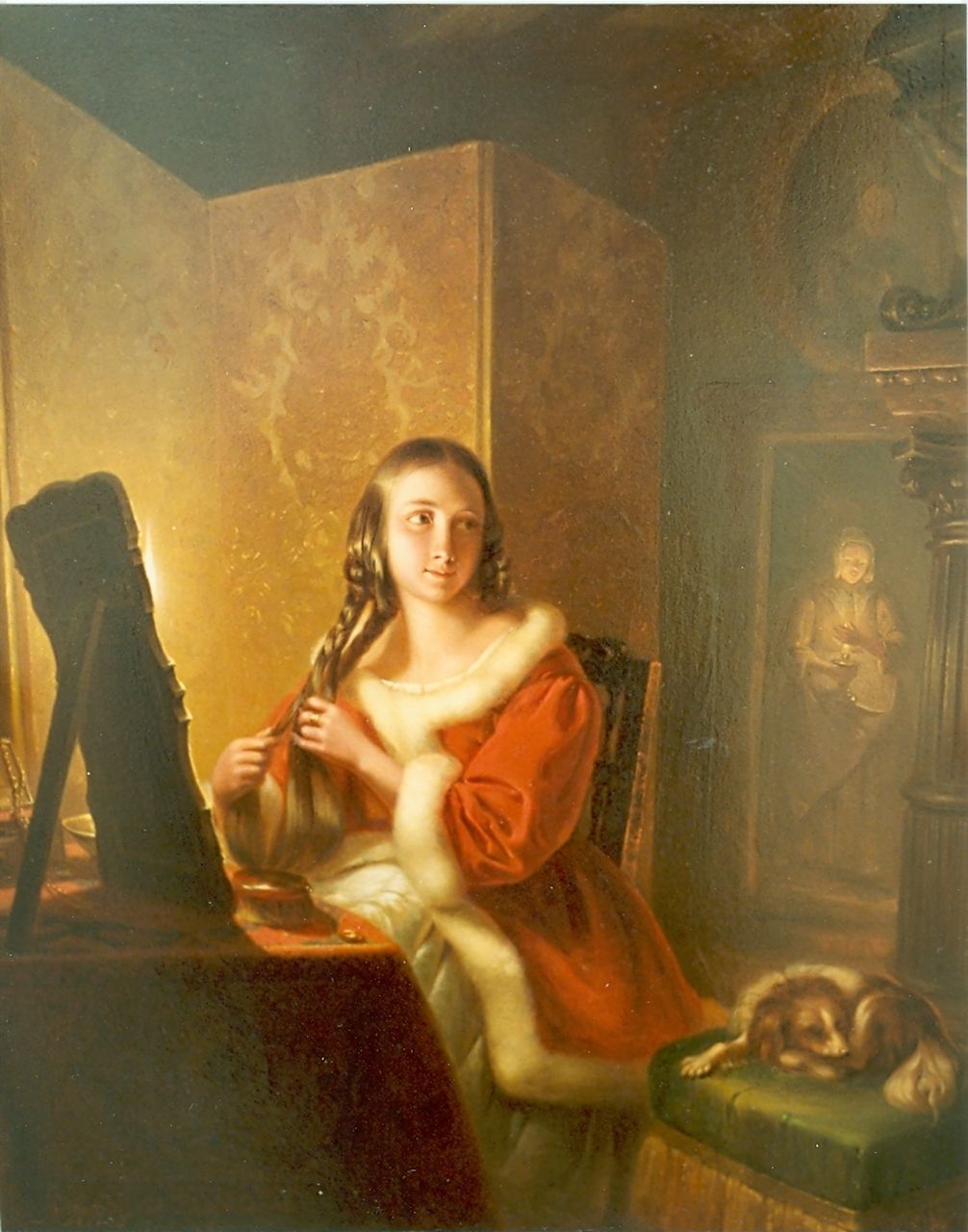 Kiers P.  | Petrus Kiers, Elegant lady dressing up, Öl auf Holz 49,2 x 38,8 cm