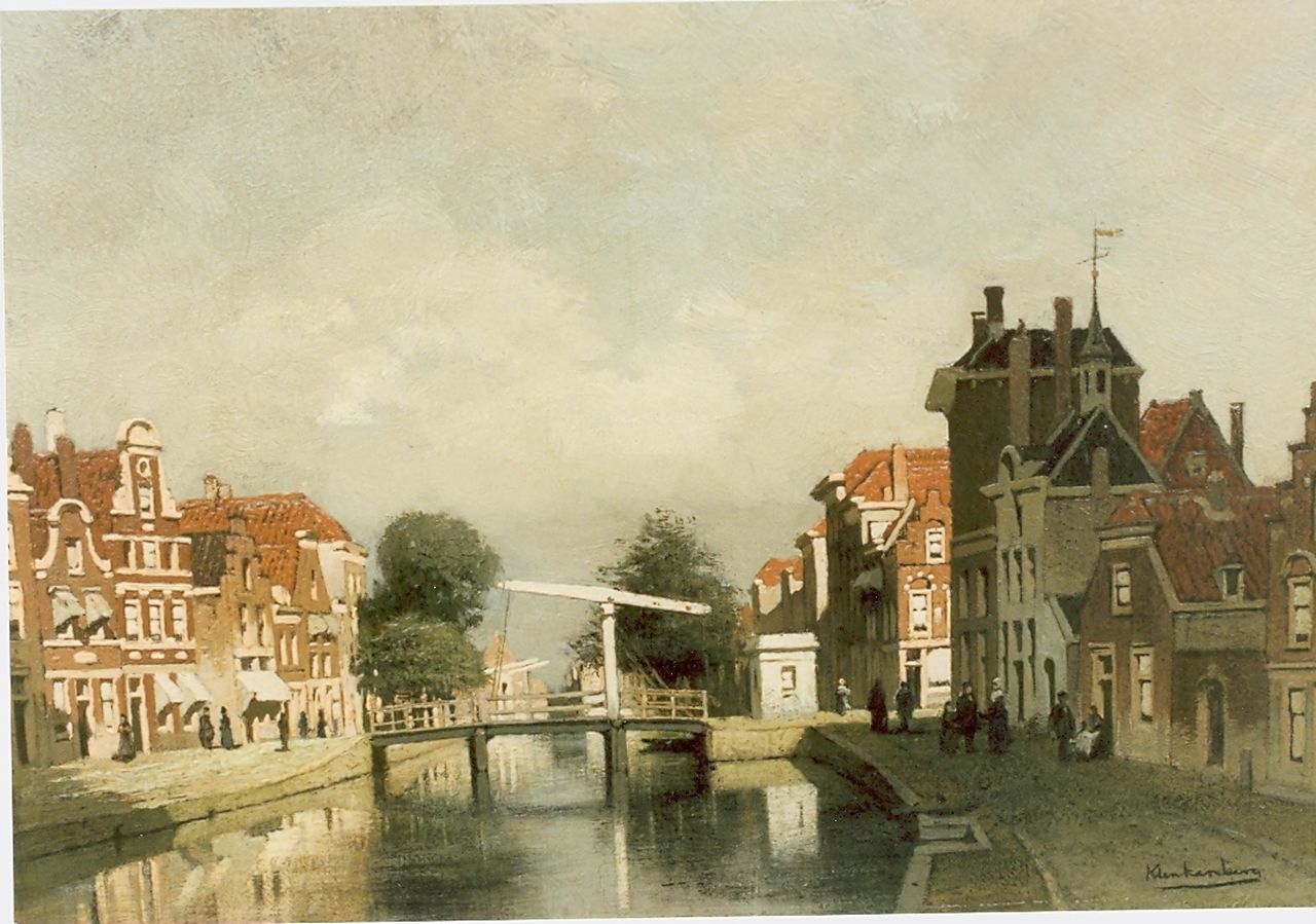 Klinkenberg J.C.K.  | Johannes Christiaan Karel Klinkenberg, Canal with draw-bridge, Öl auf Holz 19,7 x 27,8 cm, signed l.r.