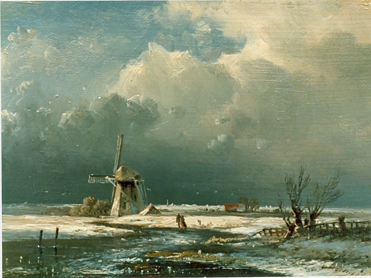 Kluyver P.L.F.  | 'Pieter' Lodewijk Francisco Kluyver, A winter landscape, Öl auf Holz 12,4 x 16,6 cm, signed l.r.