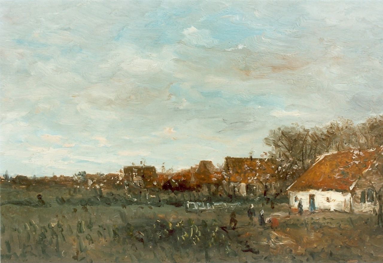 Mesdag H.W.  | Hendrik Willem Mesdag, A vegetable garden, Öl auf Leinwand auf Holz 22,0 x 36,0 cm
