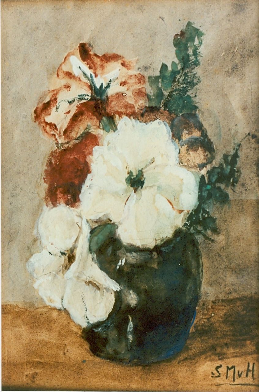 Mesdag-van Houten S.  | Sina 'Sientje' Mesdag-van Houten, A flower still life, Aquarell auf Papier 27,0 x 17,5 cm, signed l.r. with monogram