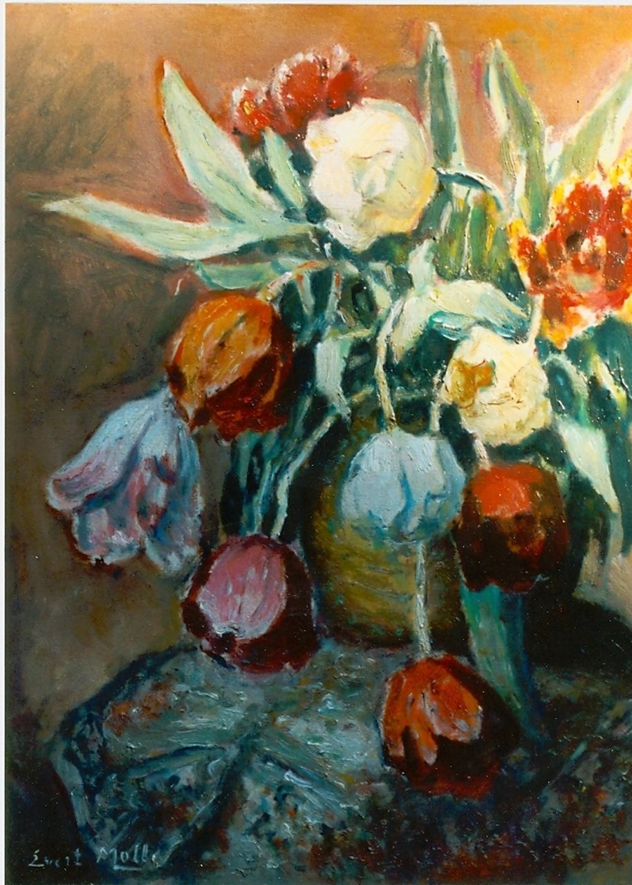 Moll E.  | Evert Moll, Tulips in a vase, Öl auf Leinwand 59,0 x 49,0 cm, signed l.l.