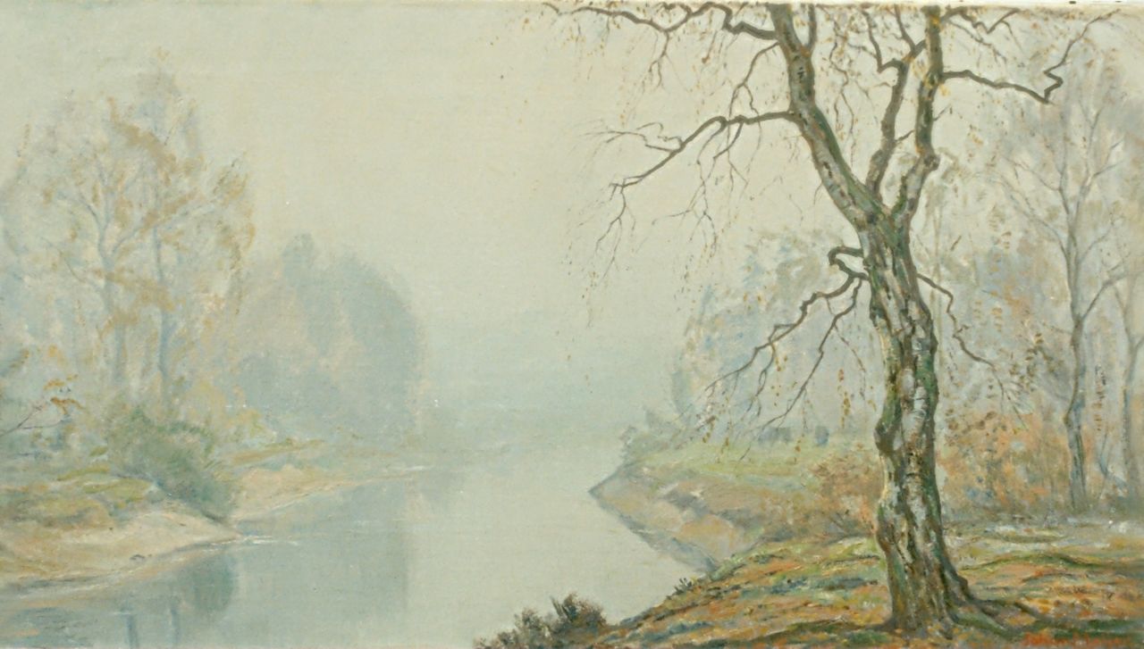 Meijer J.  | Johannes 'Johan' Meijer, Autumn morning, Öl auf Leinwand 44,3 x 84,0 cm, signed l.r.