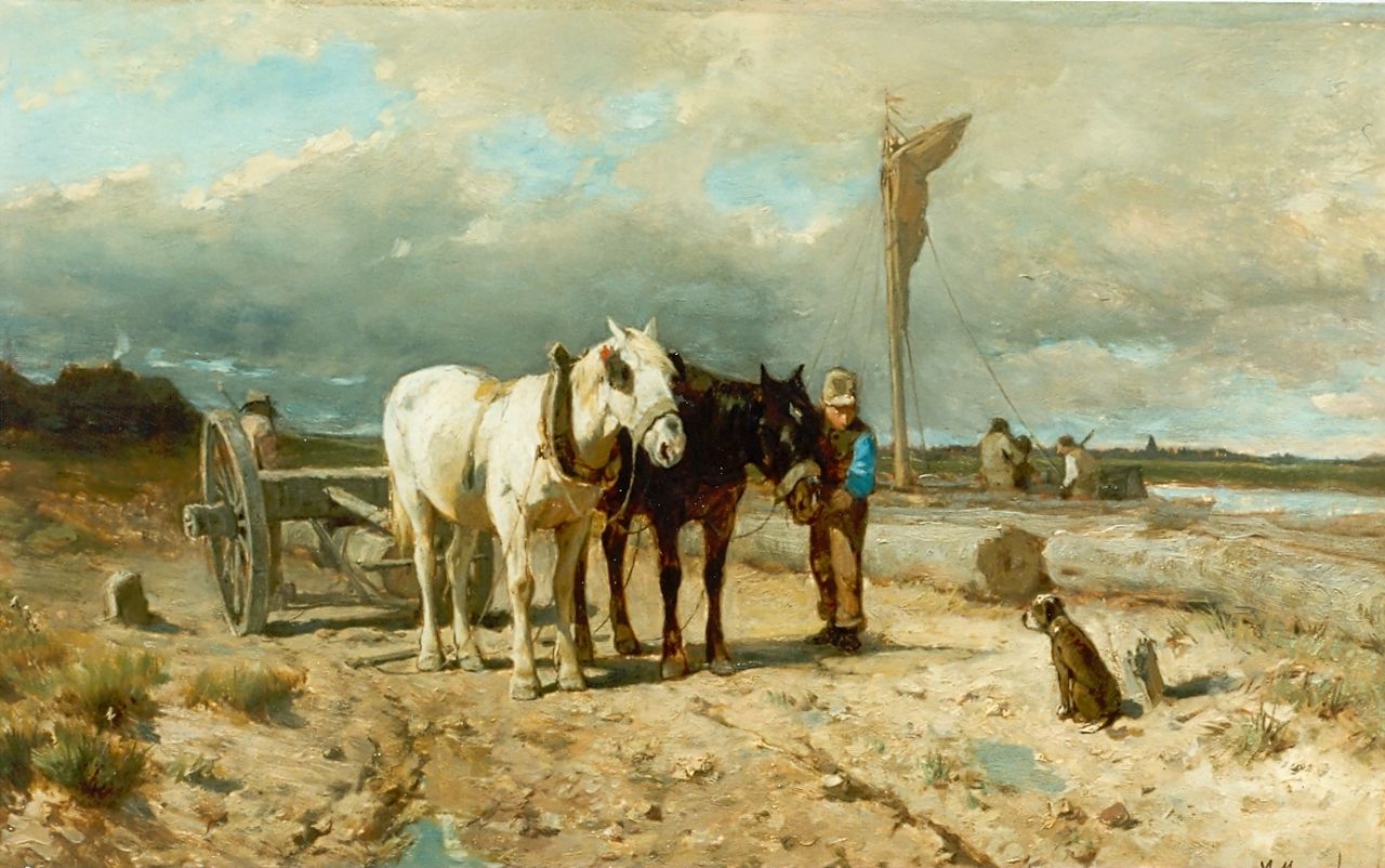 Mauve A.  | Anthonij 'Anton' Mauve, A farmer at work, Öl auf Holz 43,3 x 32,7 cm, signed l.l.