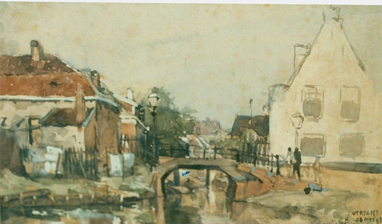 Mastenbroek J.H. van | Johan Hendrik van Mastenbroek, A view of Utrecht, Aquarell auf Papier 13,5 x 22,5 cm, signed l.r. und dated 28 May '98