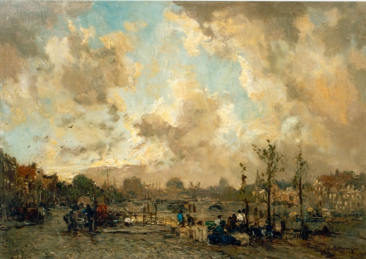 Mastenbroek J.H. van | Johan Hendrik van Mastenbroek, A view of the Leuvehaven, Rotterdam, Öl auf Leinwand 44,7 x 64,6 cm, signed l.r. und dated 1913