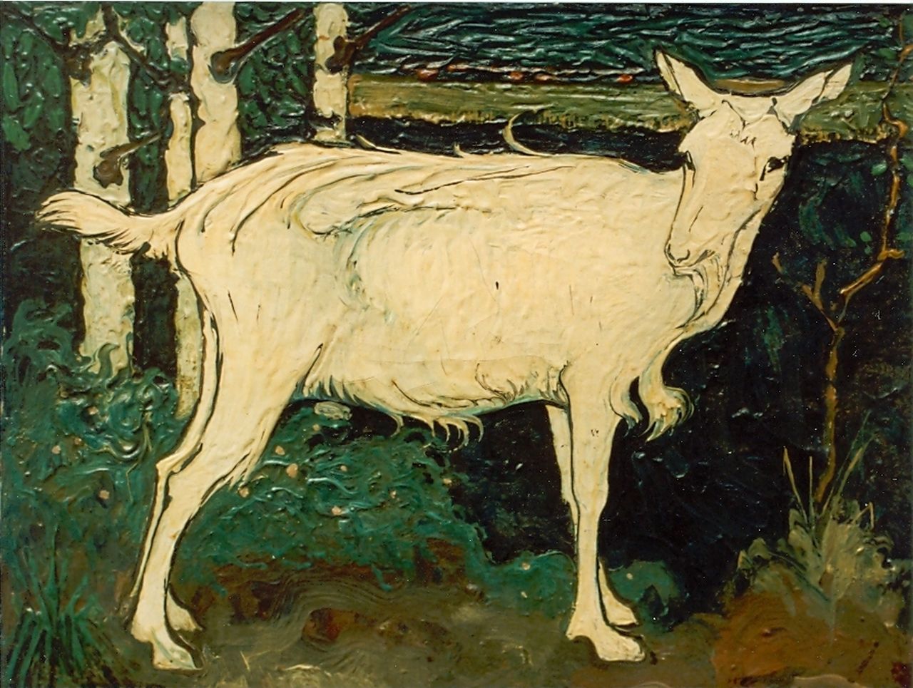Mankes J.  | Jan Mankes, Goat, Öl auf Leinwand 15,0 x 18,8 cm, signed l.r.