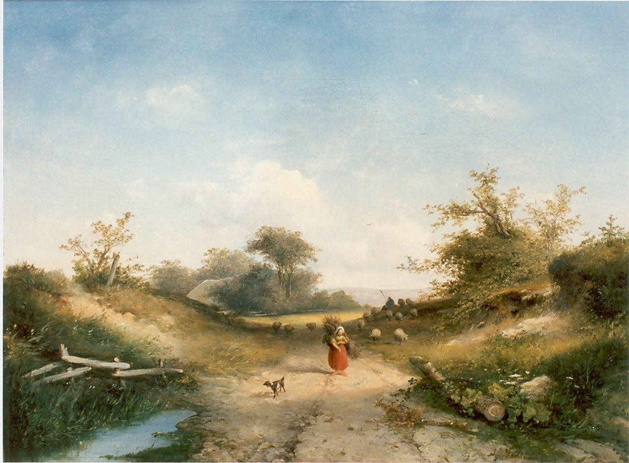 Madlener A.J.  | Antonius Josephus Madlener, Gathering wood, Öl auf Leinwand 40,0 x 54,0 cm, signed l.r.