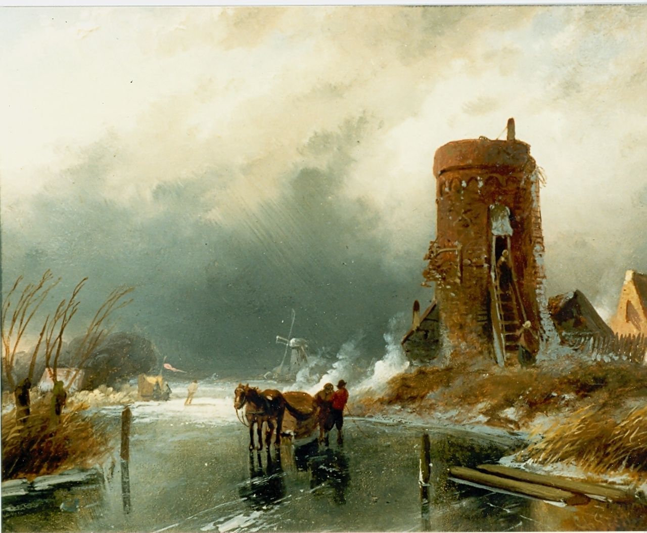 Leickert C.H.J.  | 'Charles' Henri Joseph Leickert, Threatening storm, Öl auf Holz 15,2 x 19,5 cm, signed l.r.