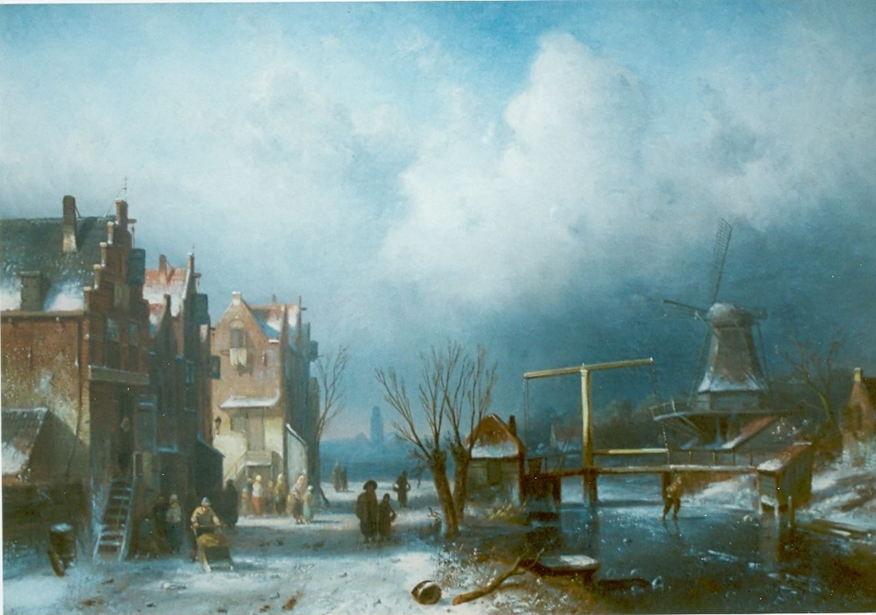 Leickert C.H.J.  | 'Charles' Henri Joseph Leickert, A winter landscape, Öl auf Leinwand 45,2 x 65,5 cm, signed l.r.