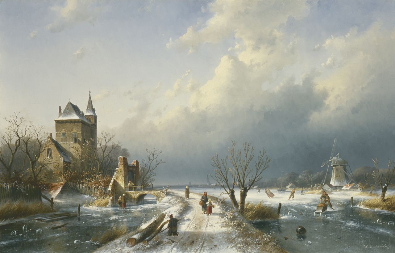 Leickert C.H.J.  | 'Charles' Henri Joseph Leickert, A winter landscape, Öl auf Leinwand 61,5 x 95,6 cm, signed l.r. und dated '70