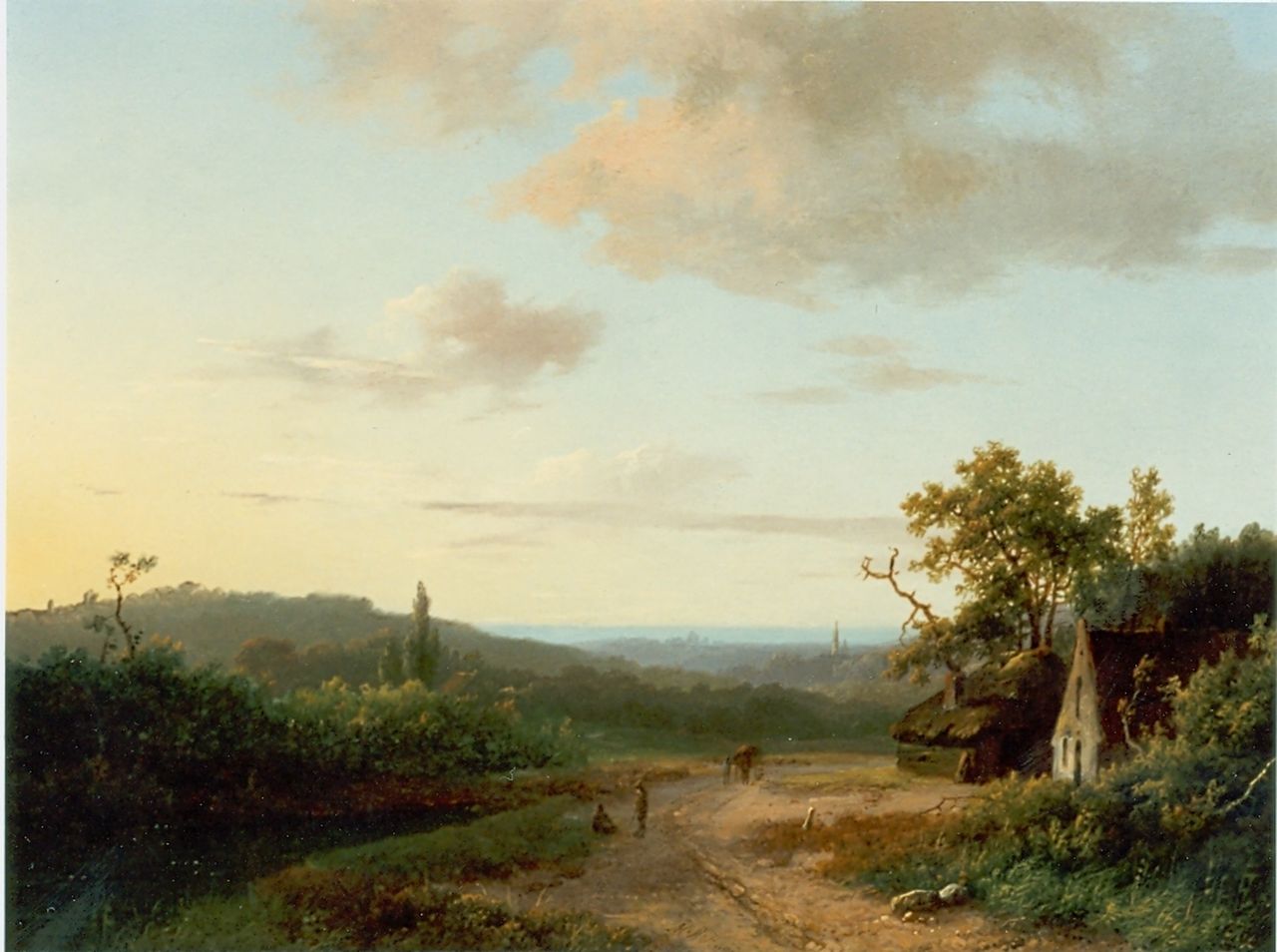 Koekkoek I M.A.  | Marinus Adrianus Koekkoek I, Landscape with a farm at dawn, Öl auf Holz 20,7 x 26,5 cm, signed l.c.