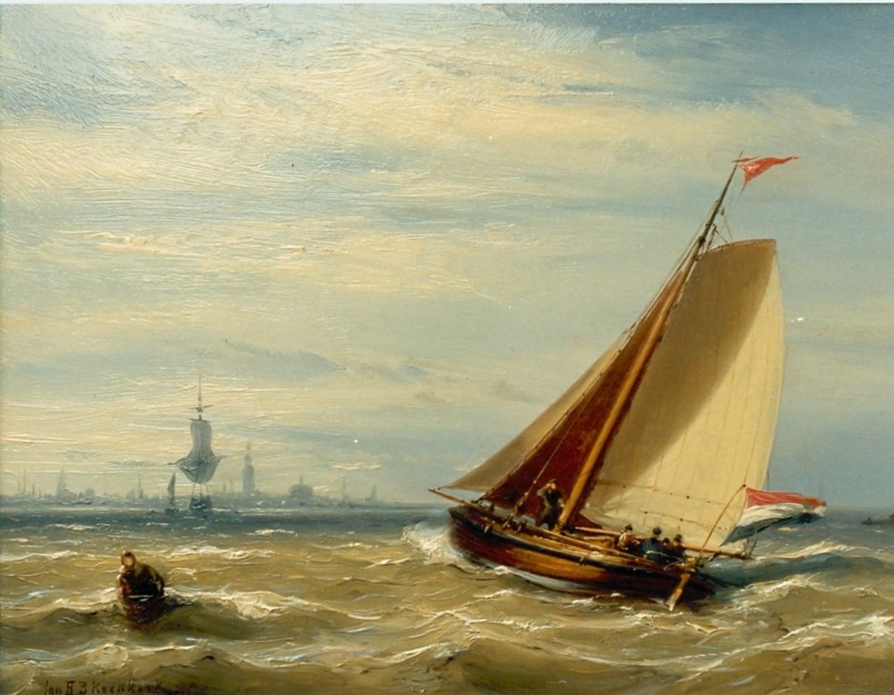 Koekkoek J.H.B.  | Johannes Hermanus Barend 'Jan H.B.' Koekkoek, Shipping, the Zuiderzee, Öl auf Holz 20,8 x 27,6 cm, signed l.l.