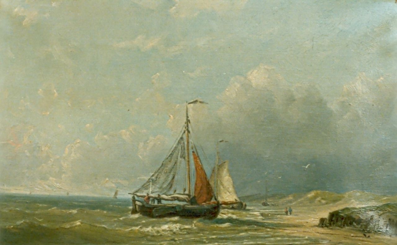 Koekkoek J.H.B.  | Johannes Hermanus Barend 'Jan H.B.' Koekkoek, Anchored boats, Öl auf Leinwand 65,0 x 101,7 cm, signed l.r.