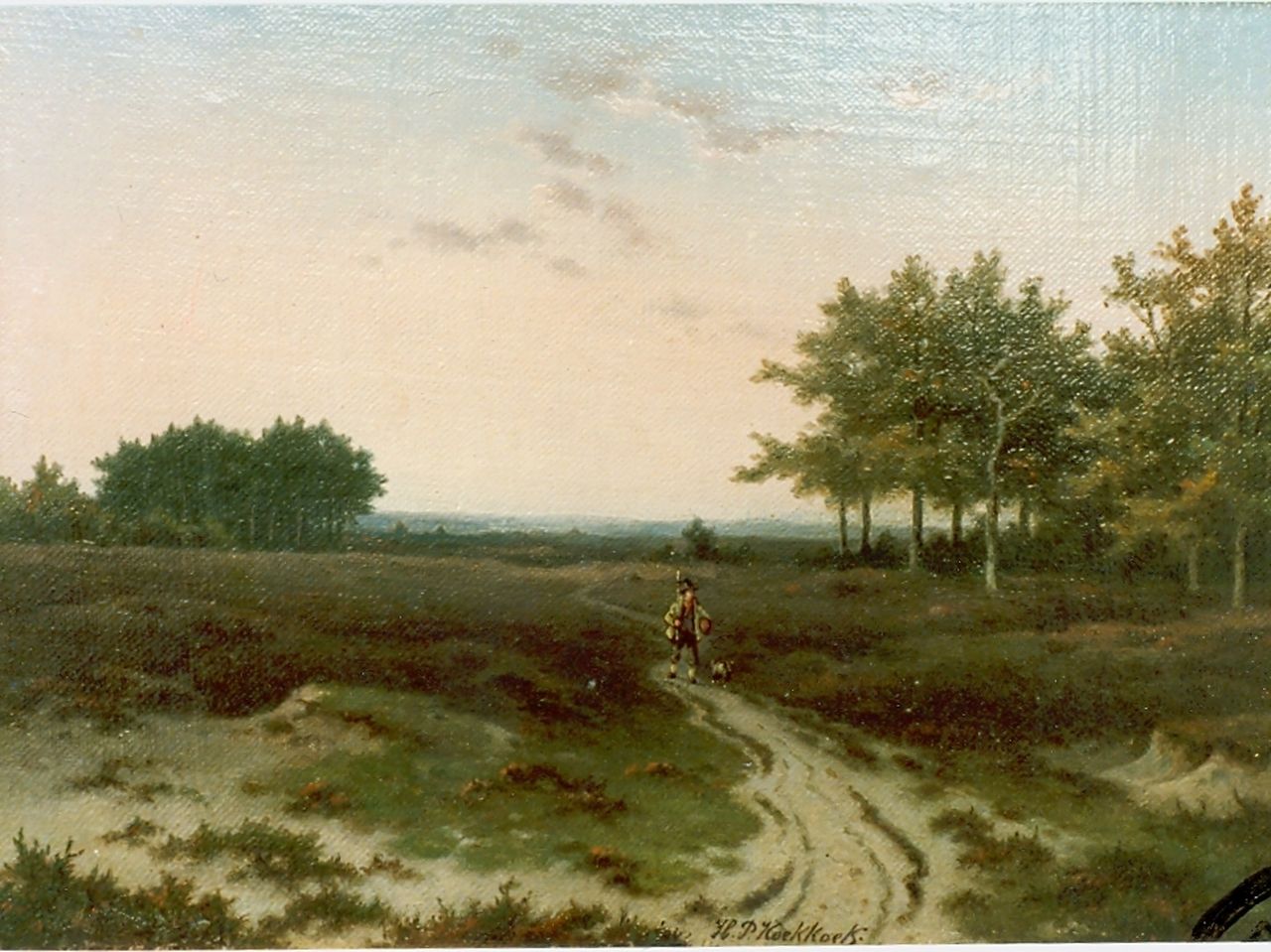 Koekkoek P.H.  | Pieter Hendrik 'H.P.' Koekkoek, Heath landscape, Öl auf Holz 19,6 x 27,0 cm, signed l.r.