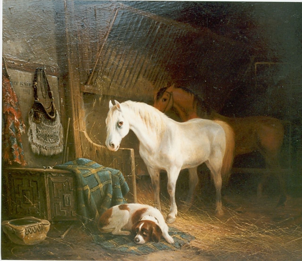 Knip A.  | Augustus 'August' Knip, Stable mates, Öl auf Holz 34,7 x 40,5 cm, signed u.l.