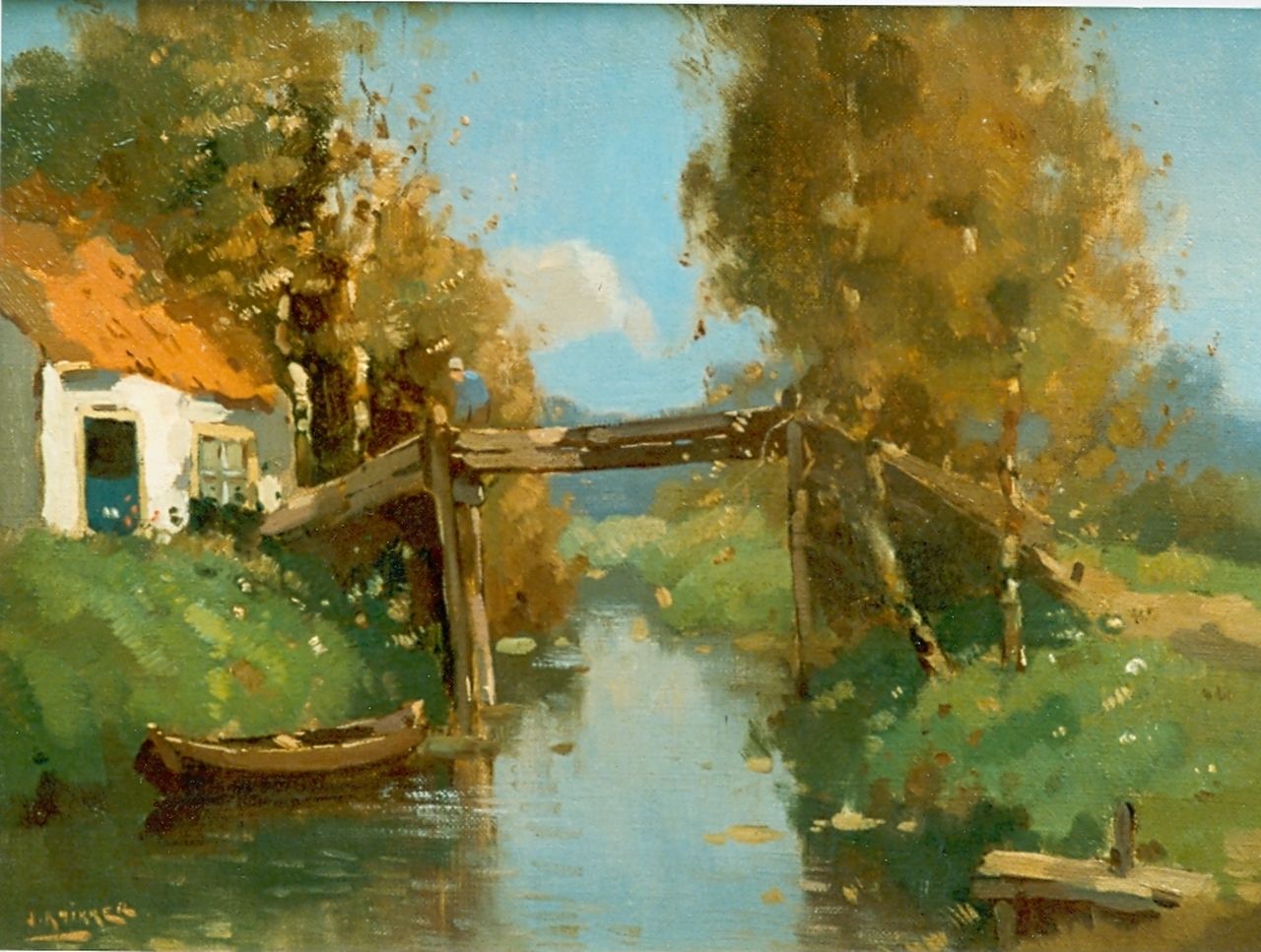 Knikker jr. J.S.  | 'Jan' Simon  Knikker jr., A bridge, Giethoorn, Öl auf Leinwand 30,5 x 40,5 cm, signed l.l.