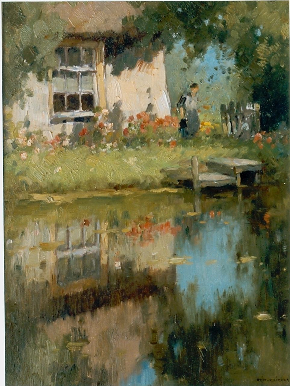 Knikker A.  | Aris Knikker, Farm along a waterway, Öl auf Leinwand 38,5 x 28,3 cm, signed l.r.