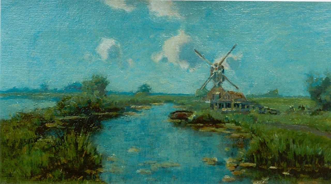Knikker A.  | Aris Knikker, Polder landscape, Öl auf Leinwand 18,5 x 34,0 cm